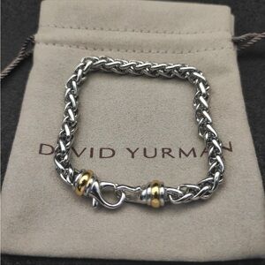 David Yurman Two-Tone Cable Chain Bracelet - Silver & Gold 21cm